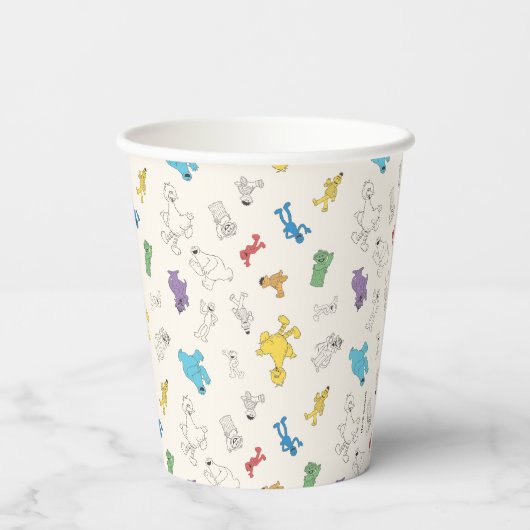 Sesame Street Pals | Vintages Muster Pappbecher (Rückseite)