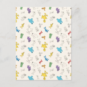 Sesame Street Pals Vintages Muster Postkarte