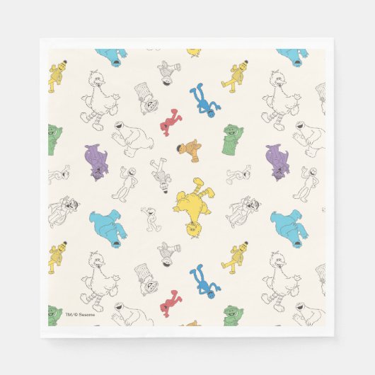 Sesame Street Pals | Vintages Muster Serviette (Vorderseite)