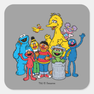 Sesame Street Pals Waving Quadratischer Aufkleber