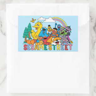 Sesame Street Regenbogenwelle Rechteckiger Aufkleber