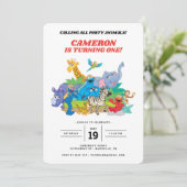 Sesame Street Safari Tiere 1. Geburtstag Invitati Einladung (Stehend Vorderseite)