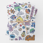 Sesame Street | Sesamstraßen-Freunde-Doodle-Muster Geschenkpapier Set (Beispiel)