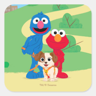 Sesame Street Tango mit Grover und Elmo Quadratischer Aufkleber