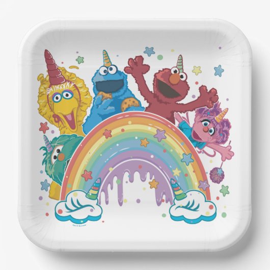 Sesame Street Unicorn Rainbow Pappteller (Vorderseite)