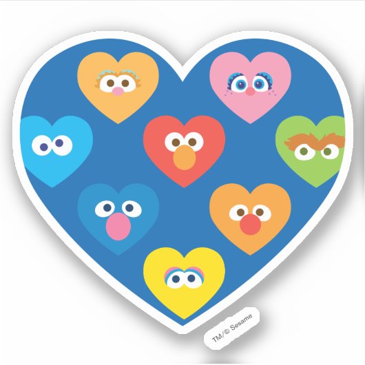 Sesame Street Valentine Hearts Pattern Aufkleber (Vorderseite)