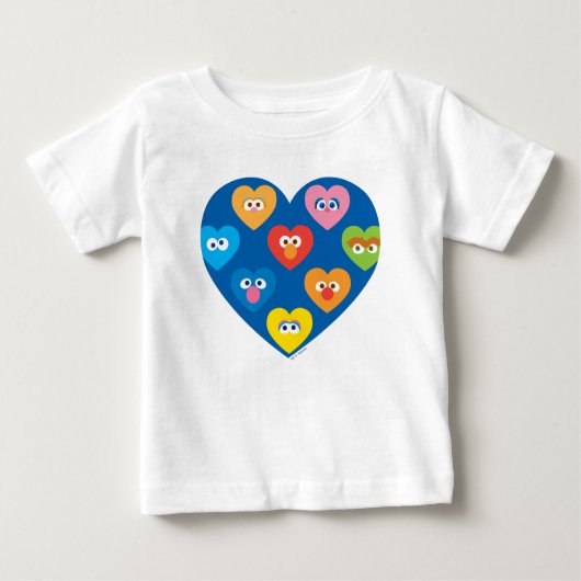 Sesame Street Valentine Hearts Pattern Baby T-shirt (Vorderseite)