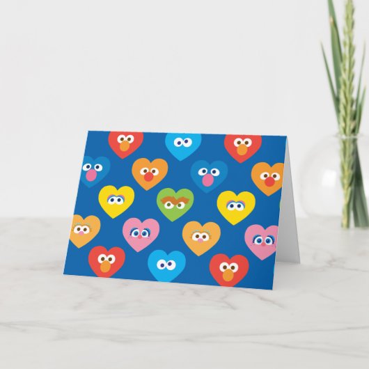 Sesame Street Valentine Hearts Pattern Feiertagskarte (Vorderseite)