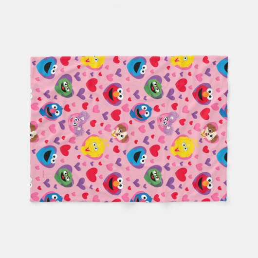 Sesame Street Valentine Hearts Pattern Fleecedecke (Vorderseite (Horizontal))
