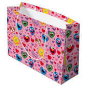 Sesame Street Valentine Hearts Pattern Große Geschenktüte (Rückseite Schrägansicht)