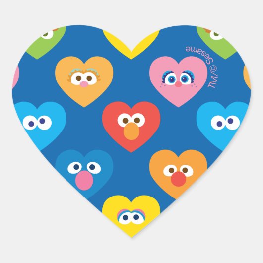 Sesame Street Valentine Hearts Pattern Herz-Aufkleber (Vorderseite)