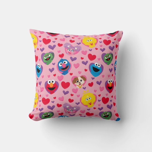 Sesame Street Valentine Hearts Pattern Kissen (Vorderseite)