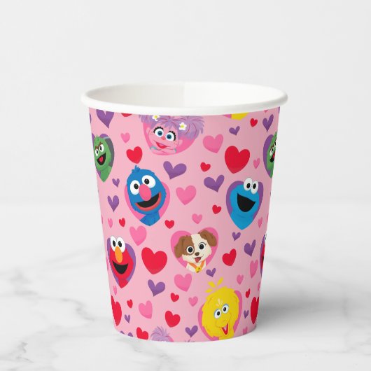 Sesame Street Valentine Hearts Pattern Pappbecher (Links)