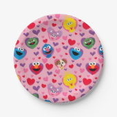 Sesame Street Valentine Hearts Pattern Pappteller (Vorderseite)