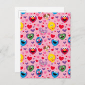 Sesame Street Valentine Hearts Pattern Postkarte (Vorne/Hinten)