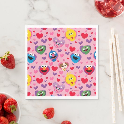 Sesame Street Valentine Hearts Pattern Serviette (Beispiel)