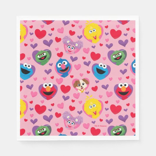 Sesame Street Valentine Hearts Pattern Serviette (Vorderseite)