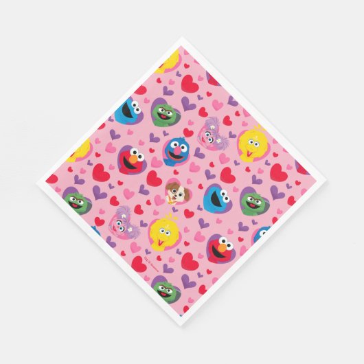 Sesame Street Valentine Hearts Pattern Serviette (Ecke)
