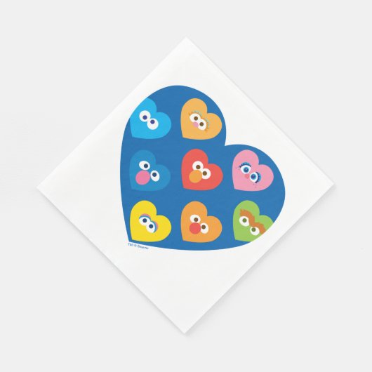 Sesame Street Valentine Hearts Pattern Serviette (Ecke)