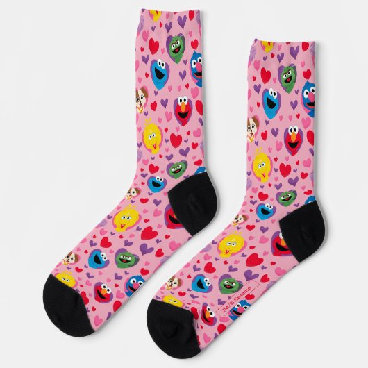 Sesame Street Valentine Hearts Pattern Socken (Linkes Detail)
