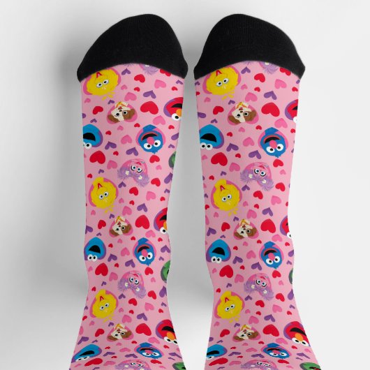 Sesame Street Valentine Hearts Pattern Socken (Oben)