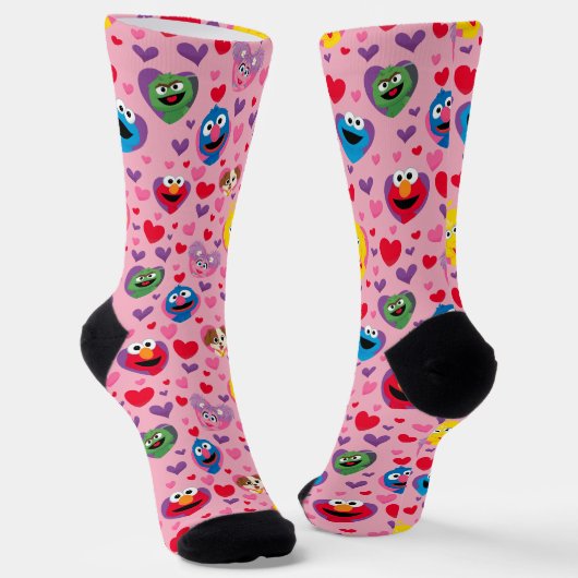 Sesame Street Valentine Hearts Pattern Socken (Gewinkelt)