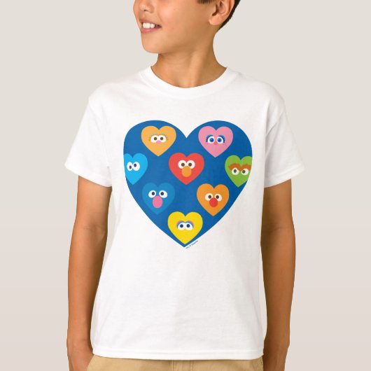Sesame Street Valentine Hearts Pattern T-Shirt (Vorderseite)
