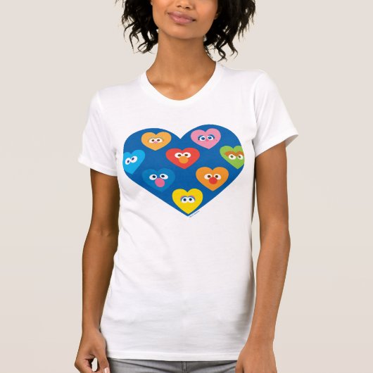 Sesame Street Valentine Hearts Pattern T-Shirt (Vorderseite)