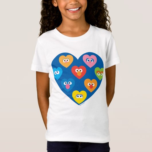 Sesame Street Valentine Hearts Pattern T-Shirt (Vorderseite)