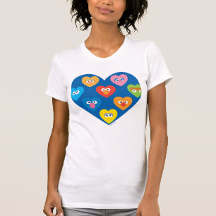 Sesame Street Valentinsherzen-Muster T-Shirt