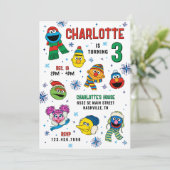 Sesame Street Winter Snowflakes Geburtstag Einladung (Stehend Vorderseite)