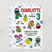 Sesame Street Winter Snowflakes Geburtstag Einladung (Vorne/Hinten)