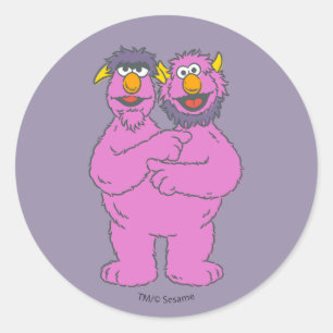 Sesame Street Zwei-Köpfe-Monster Runder Aufkleber