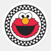 Sesame Street's Elmo Checkered Runder Aufkleber (Vorderseite)