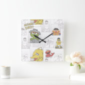 Sesame StreetVintage Comic Pattern Quadratische Wanduhr (Zuhause)