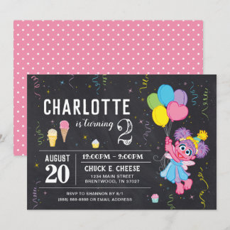 Sesamstraße | Abby Cadabby Chalkboard Geburtstag Einladung