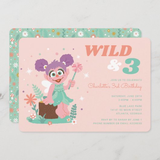 Sesamstraße - Abby Cadabby | Wild & Three Einladung (Vorne/Hinten)