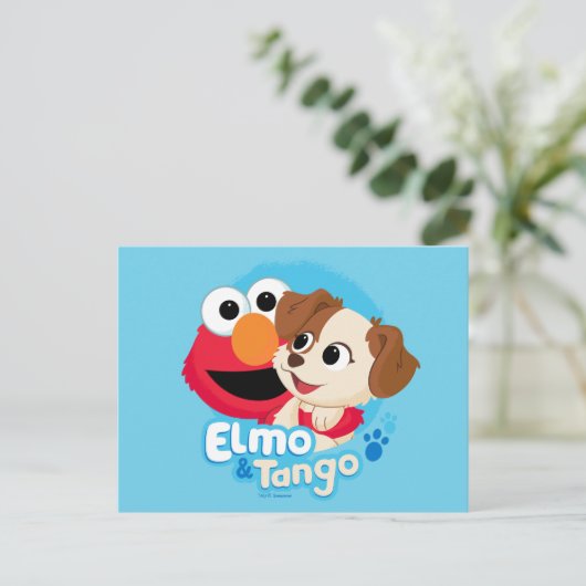Sesamstraße | Abzeichen Elmo & Tango Postkarte (Stehend Vorderseite)