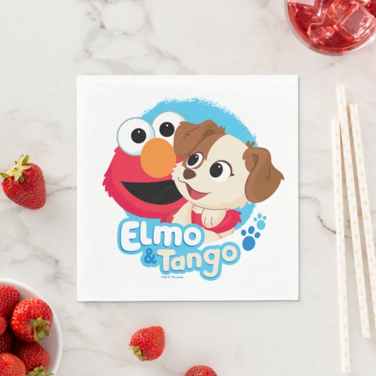 Sesamstraße | Abzeichen Elmo & Tango Serviette (Beispiel)
