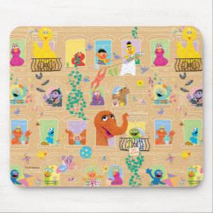 Sesamstraße Apartment-Fenster-Muster Mousepad