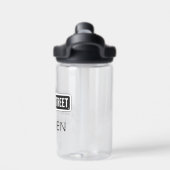 Sesamstraße | B&W-Logo | Name hinzufügen Trinkflasche (Rückseite)