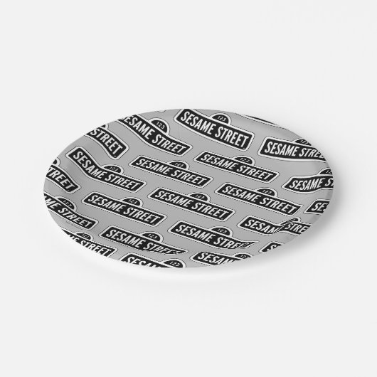 Sesamstraße | B&W-Logo Pappteller (Schrägansicht)