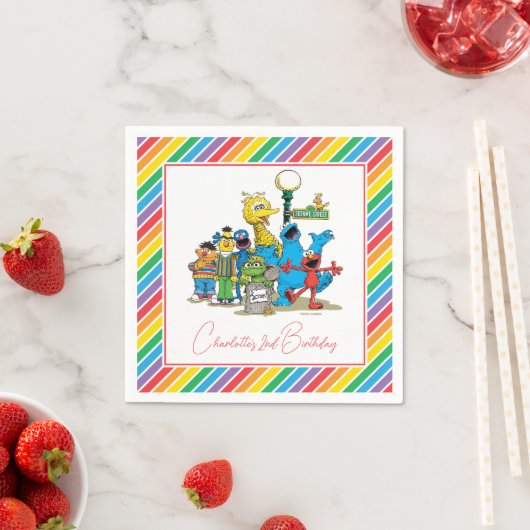 Sesamstraße Bunter Regenbogen Geburtstag Serviette (Beispiel)