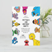Sesamstrasse-Charakter Geburtstag Einladung (Stehend Vorderseite)