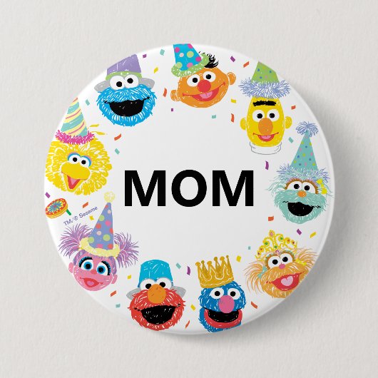 Sesamstraße Confetti Birthday Child's Mama Button (Vorderseite)