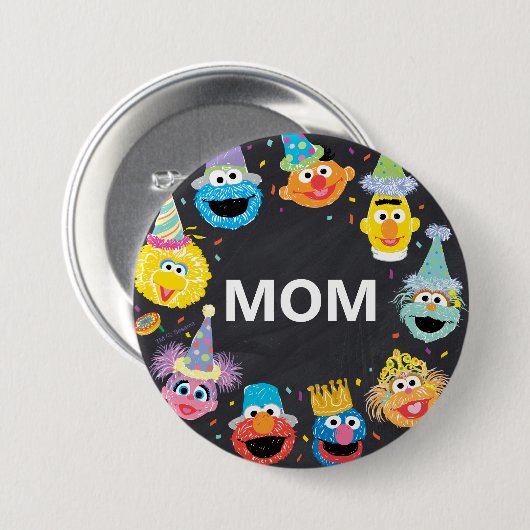 Sesamstraße Confetti Birthday Child's Mama Button (Vorne & Hinten)