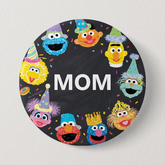 Sesamstraße Confetti Birthday Child's Mama Button (Vorderseite)