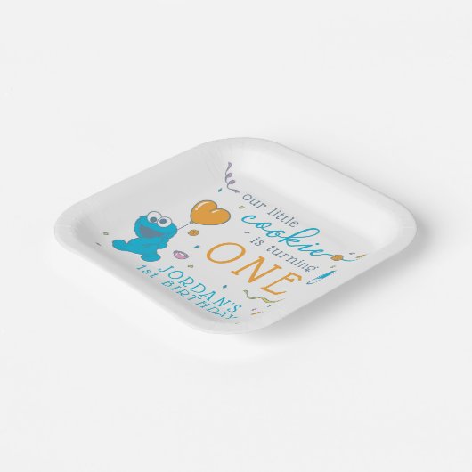 Sesamstraße | Cookie Monster 1. Geburtstag Pappteller (Gewinkelt)