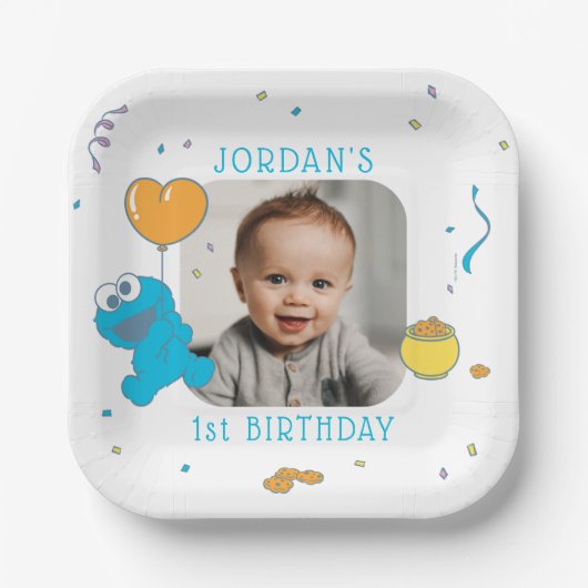 Sesamstraße | Cookie Monster 1. Geburtstag Pappteller (Vorderseite)