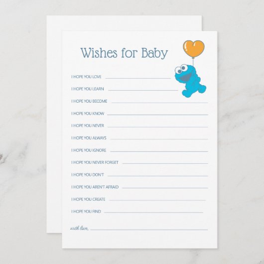 Sesamstraße | Cookie Monster Baby Dusche Wünsche Mitteilungskarte (Vorne/Hinten)